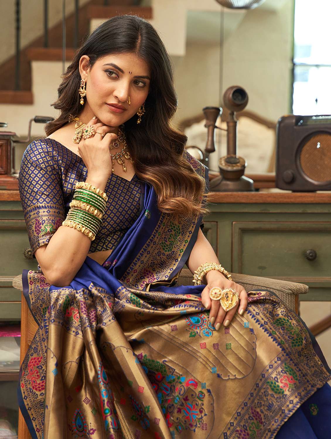 women self design paithani saree with blouse - 22593101 -  Standard Image - 1