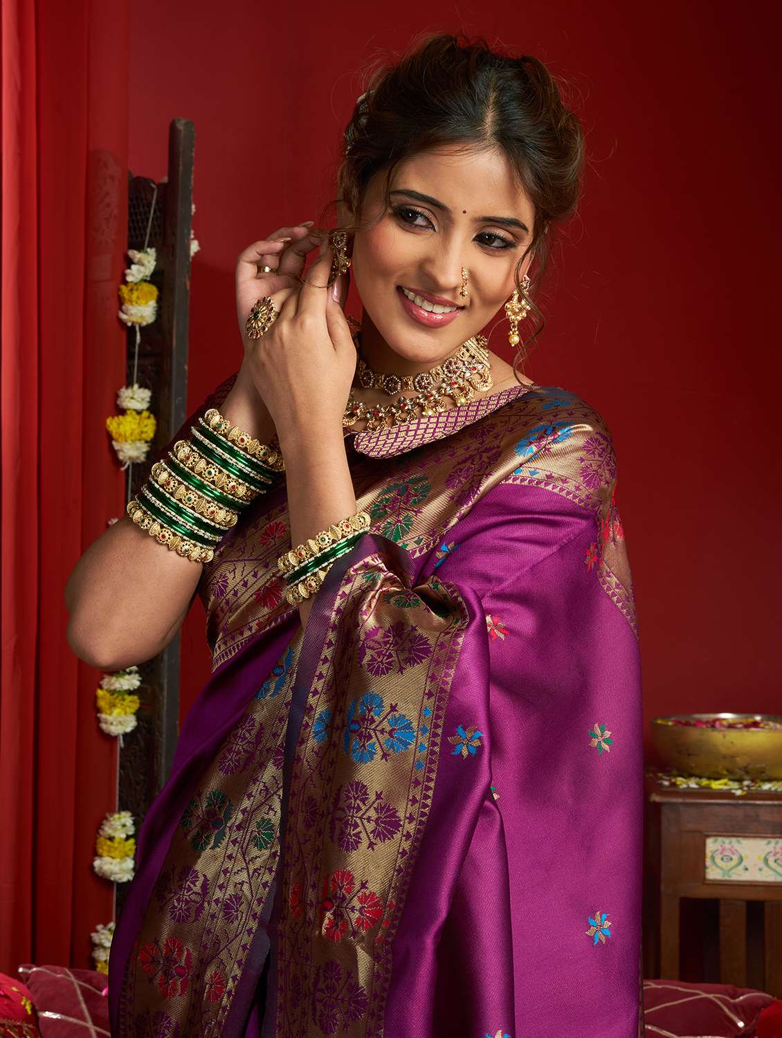 women self design paithani saree with blouse - 22593104 -  Standard Image - 1