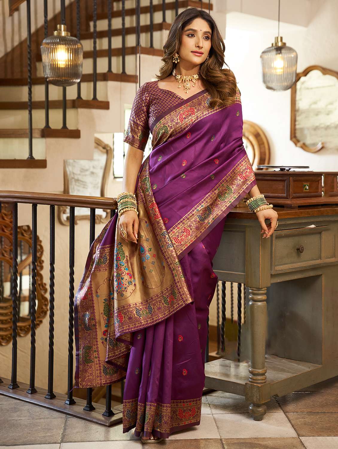 women self design paithani saree with blouse