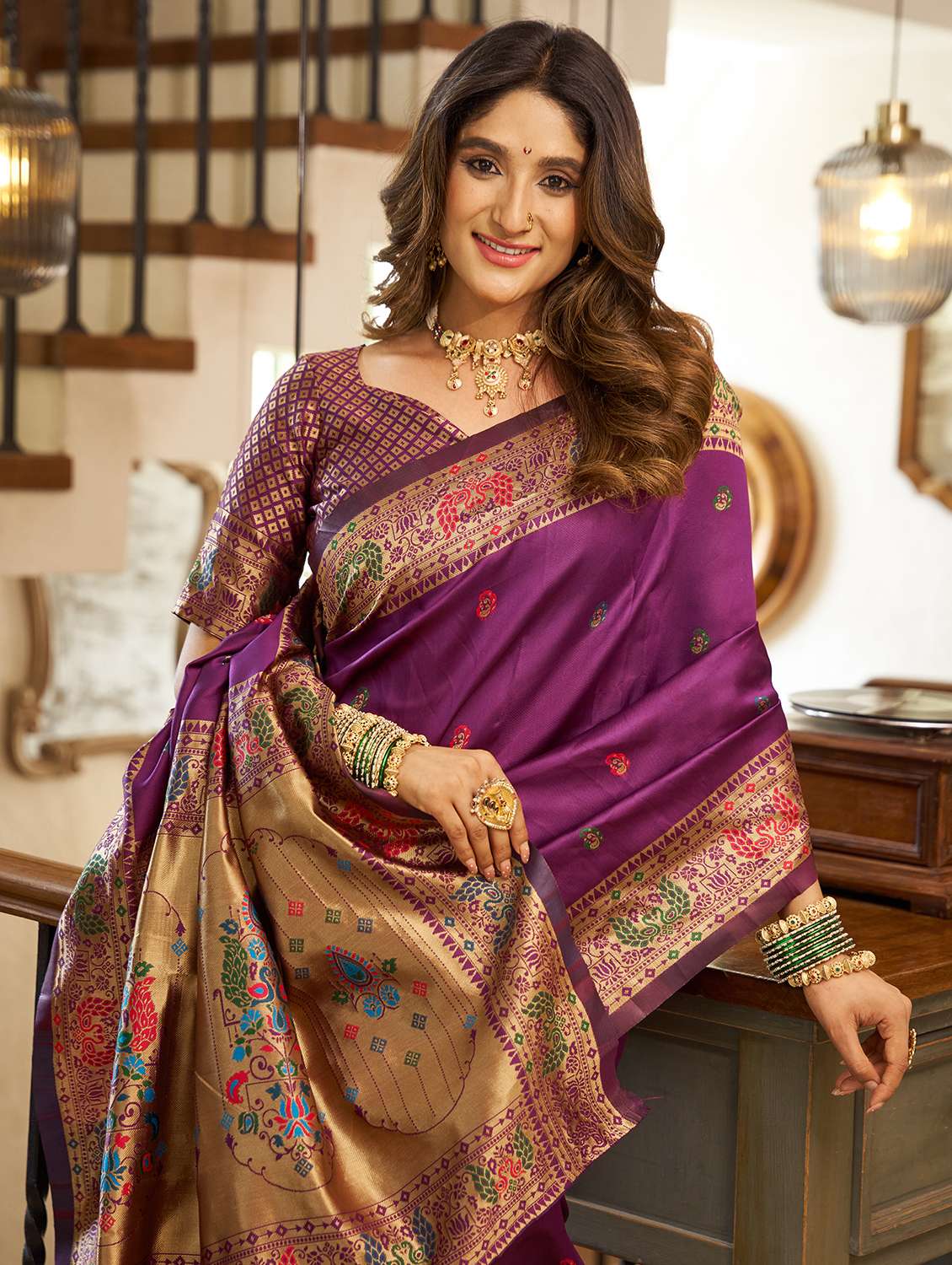 women self design paithani saree with blouse - 22593105 -  Standard Image - 1