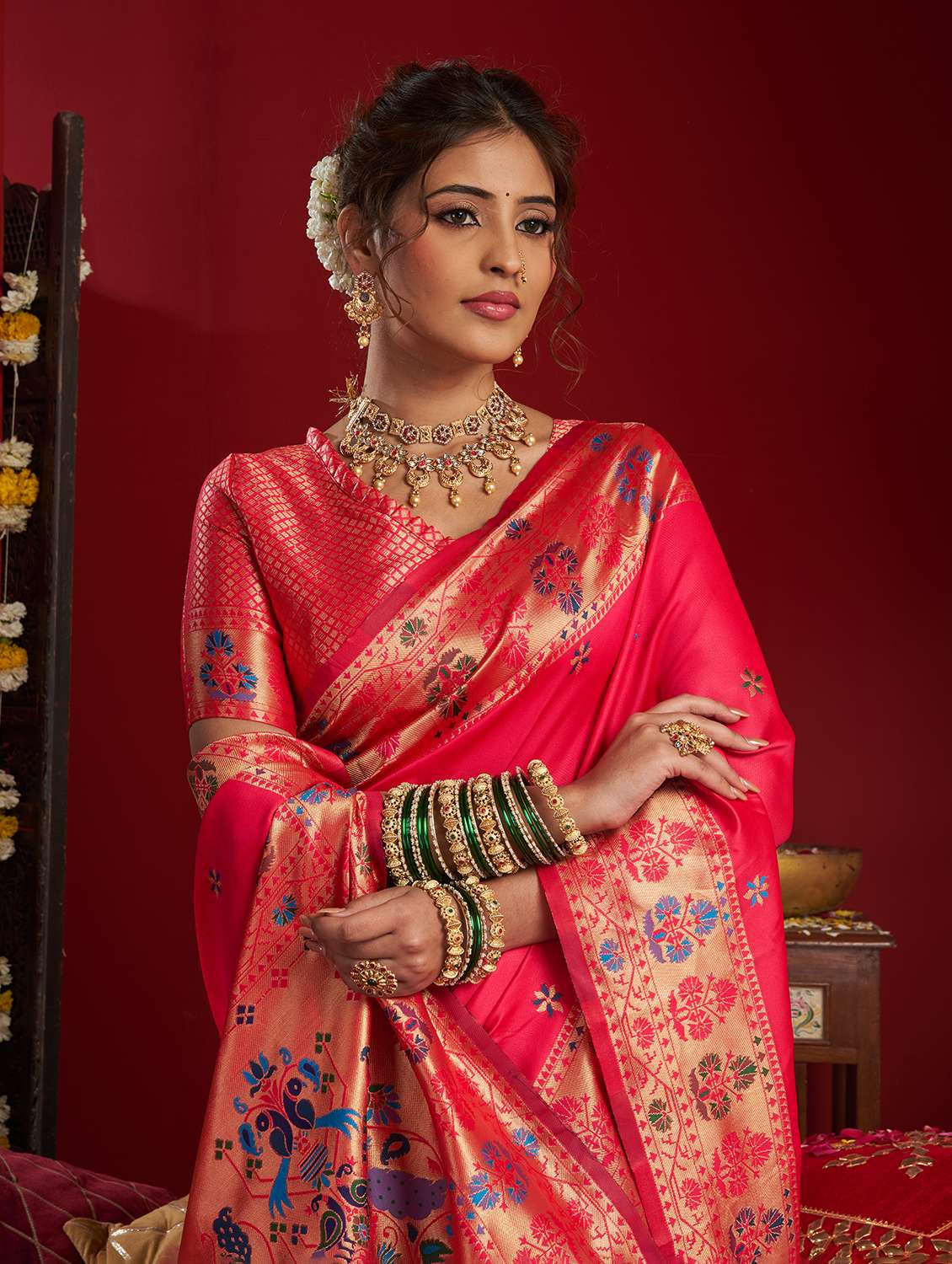 women self design paithani saree with blouse - 22593108 -  Standard Image - 1