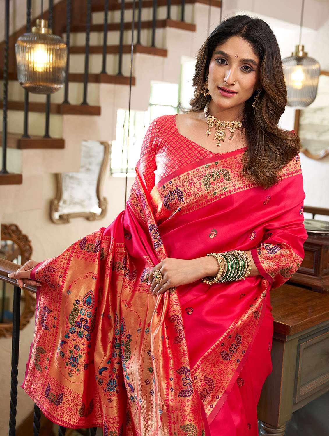 women self design paithani saree with blouse - 22593109 -  Standard Image - 1