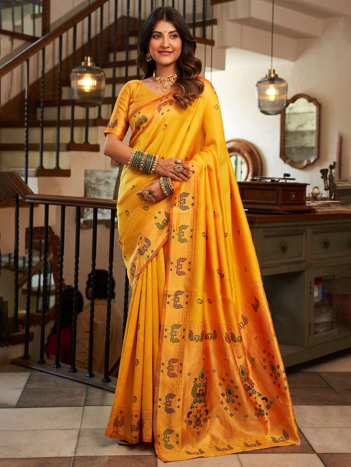 women self design paithani saree with blouse