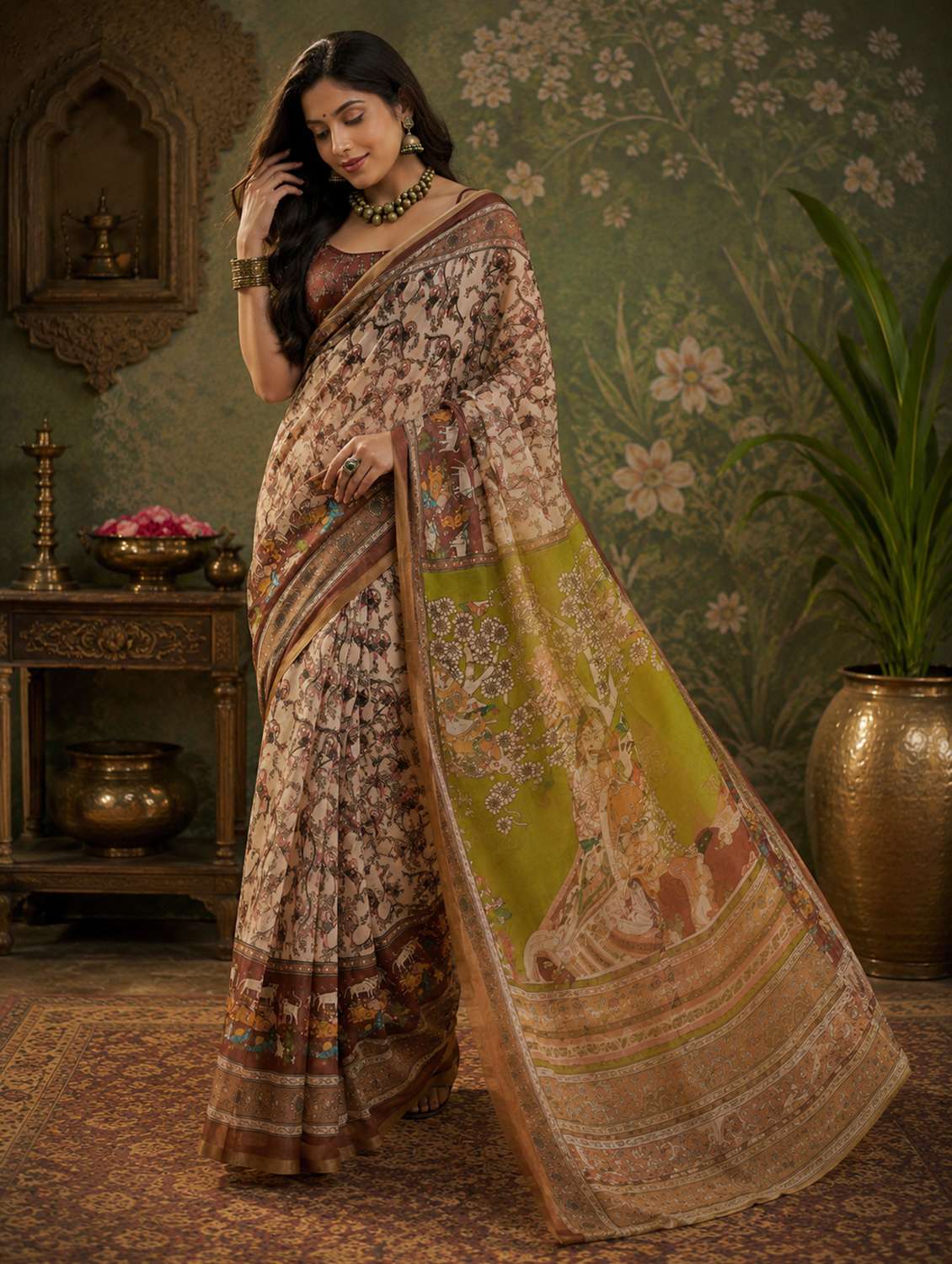 Women Printed Casual Wear Saree With Blouse - 22593183 -  Standard Image - 1