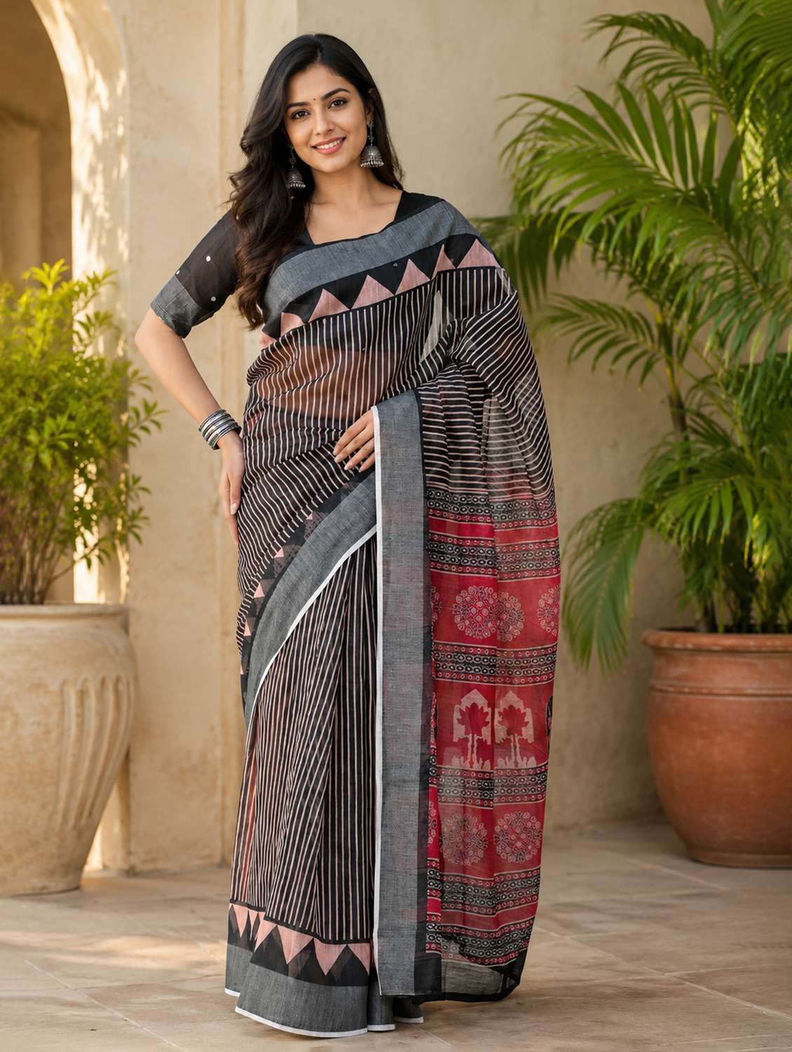 Women Printed Casual Wear Saree With Blouse - 22593184 -  Standard Image - 1