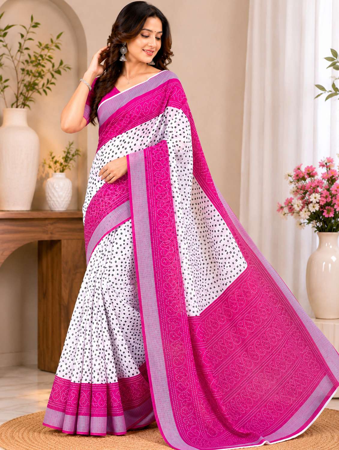 women printed casual wear saree with blouse - 22593193 -  Standard Image - 1