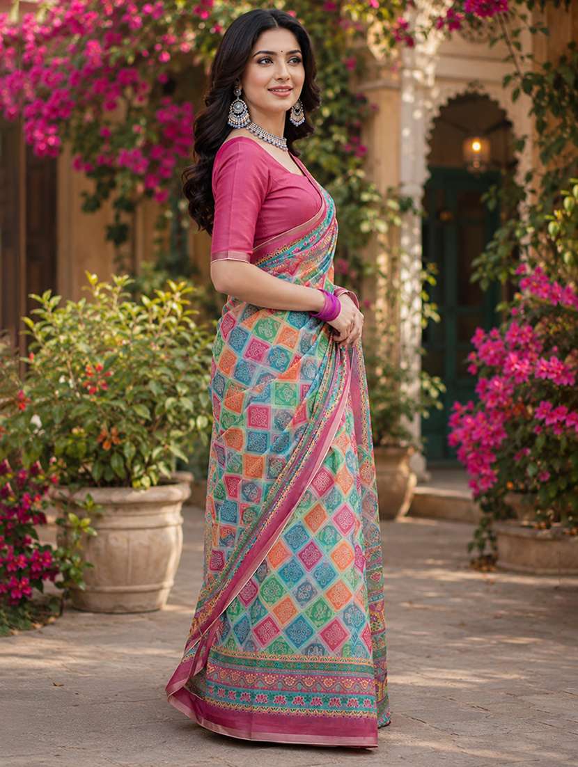women printed casual wear saree with blouse - 22593205 -  Standard Image - 1
