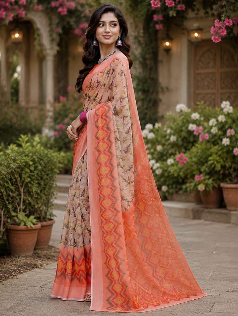 women printed casual wear saree with blouse - 22593211 -  Standard Image - 1