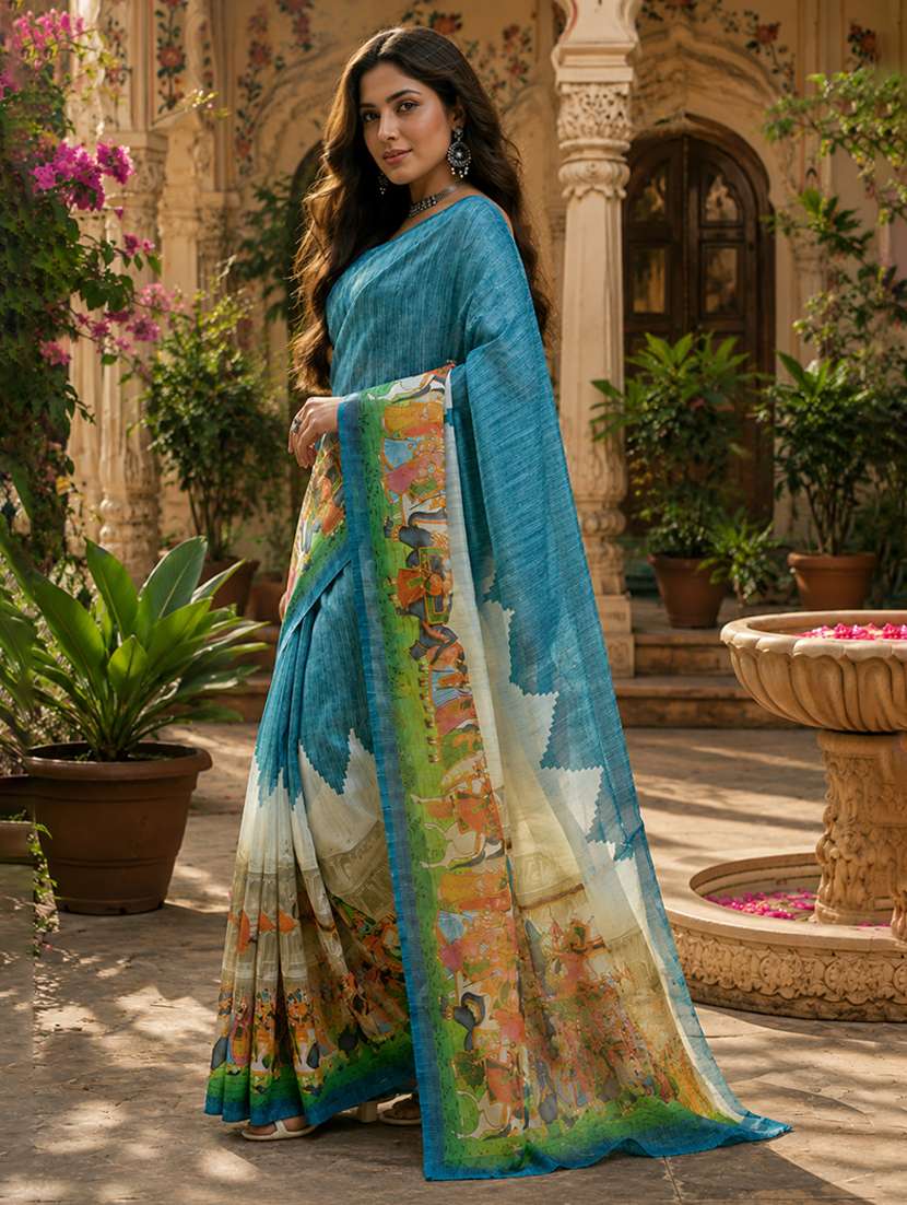 women printed casual wear saree with blouse - 22593216 -  Standard Image - 1