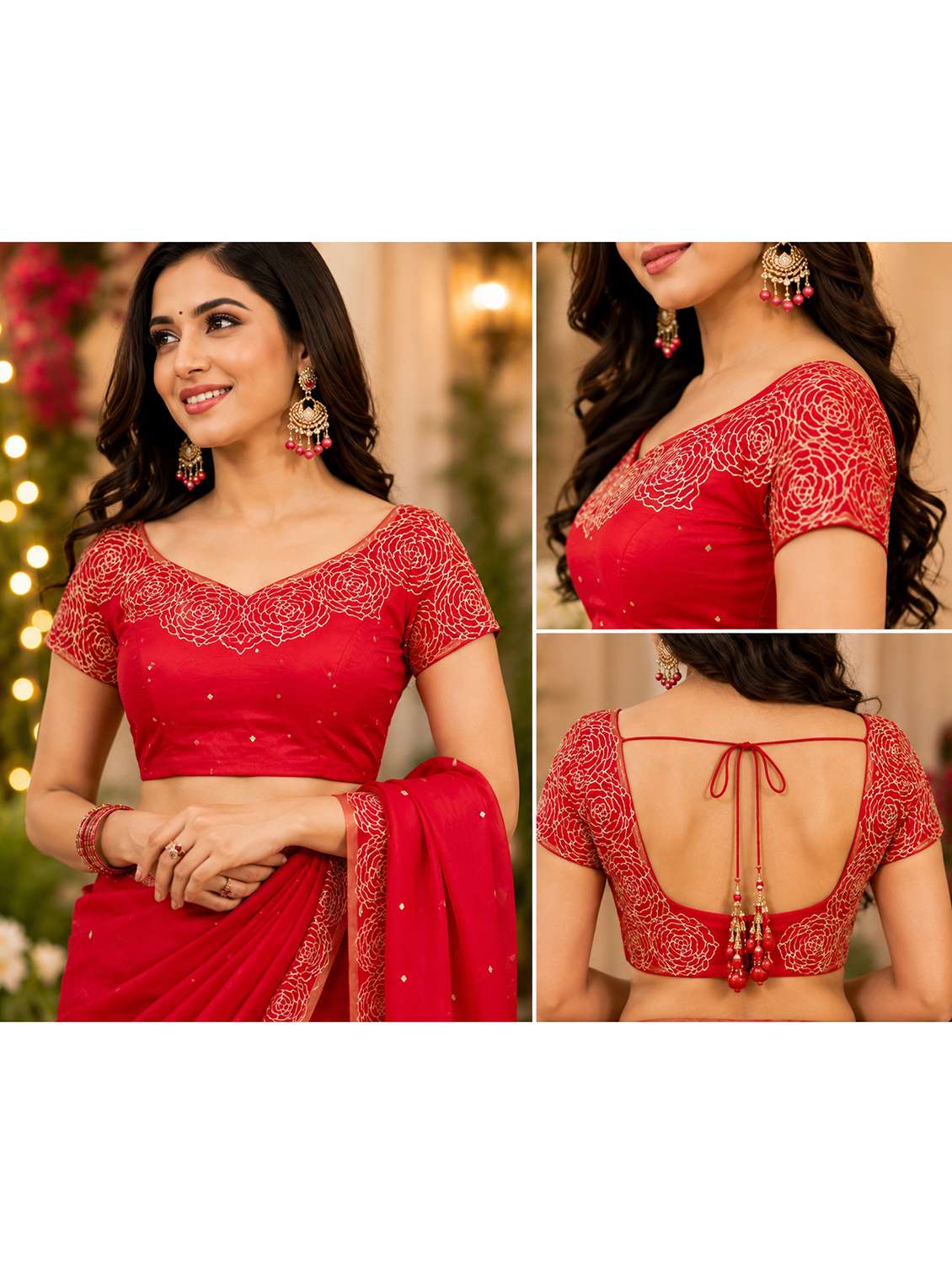 Women Printed Ready To Wear Saree With Blouse - 22593423 -  Standard Image - 4