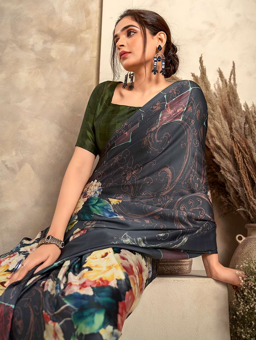 women printed casual wear saree with blouse - 22593496 -  Standard Image - 1