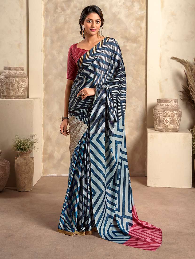 women printed casual wear saree with blouse