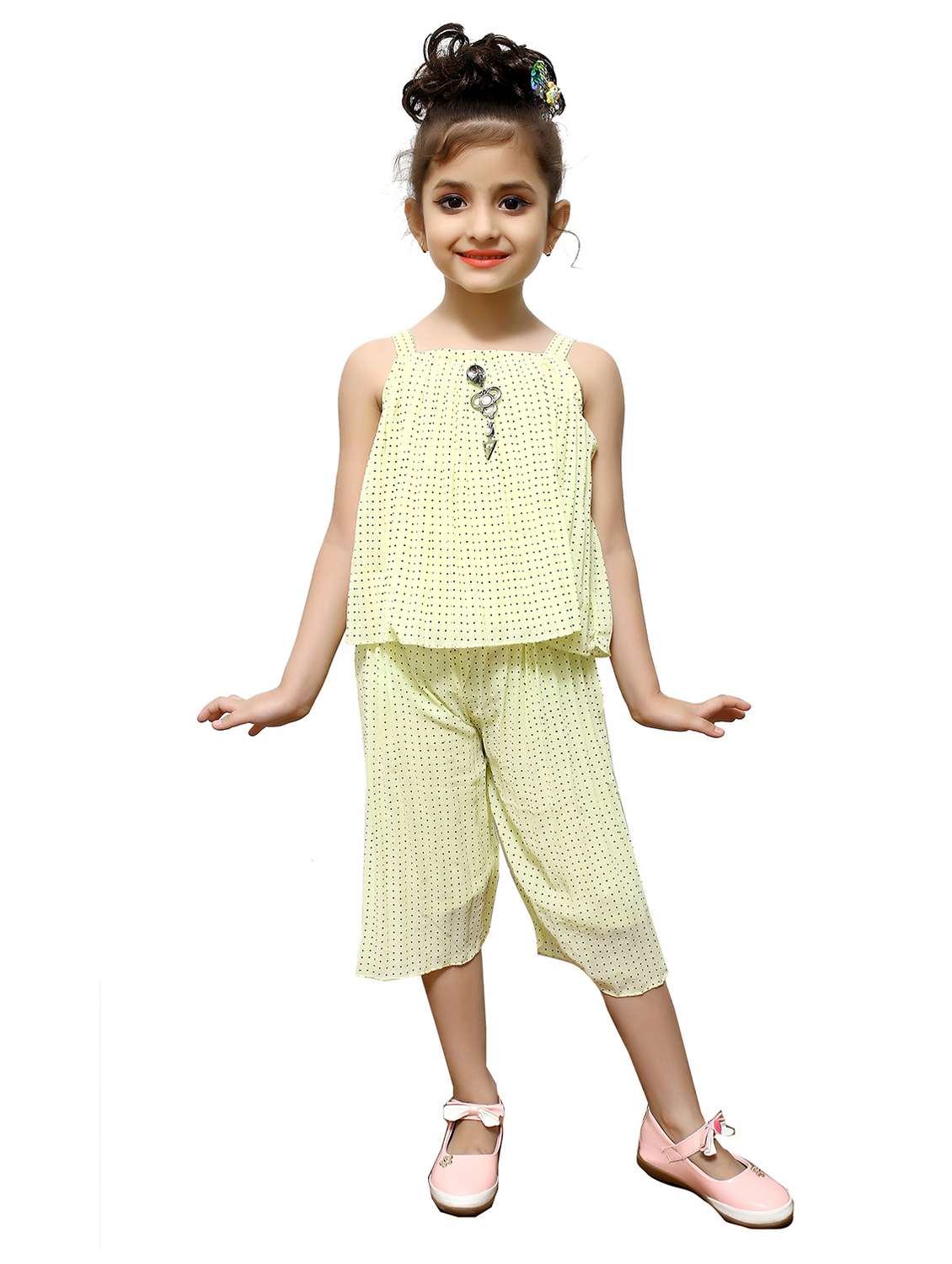 girls printed sleeveless top and capri set - 22593579 -  Standard Image - 1