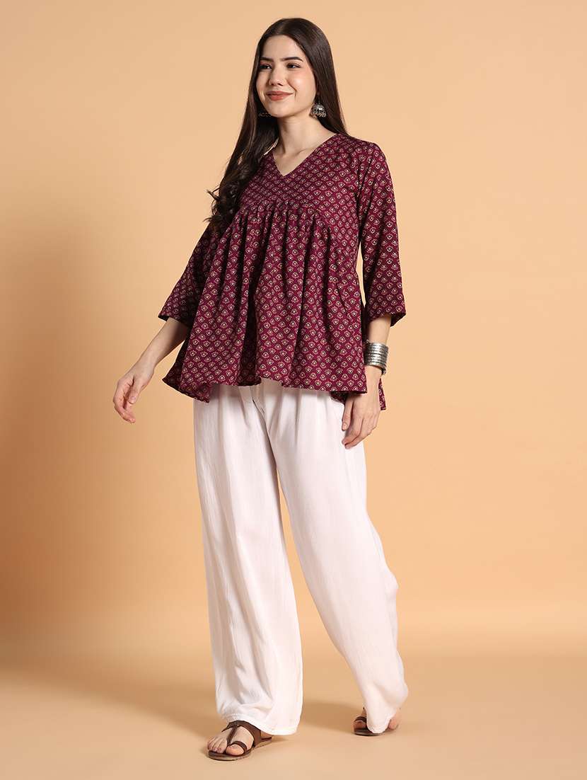 Women Printed Three Quarter Sleeves A-line Kurti - 22593588 -  Standard Image - 4