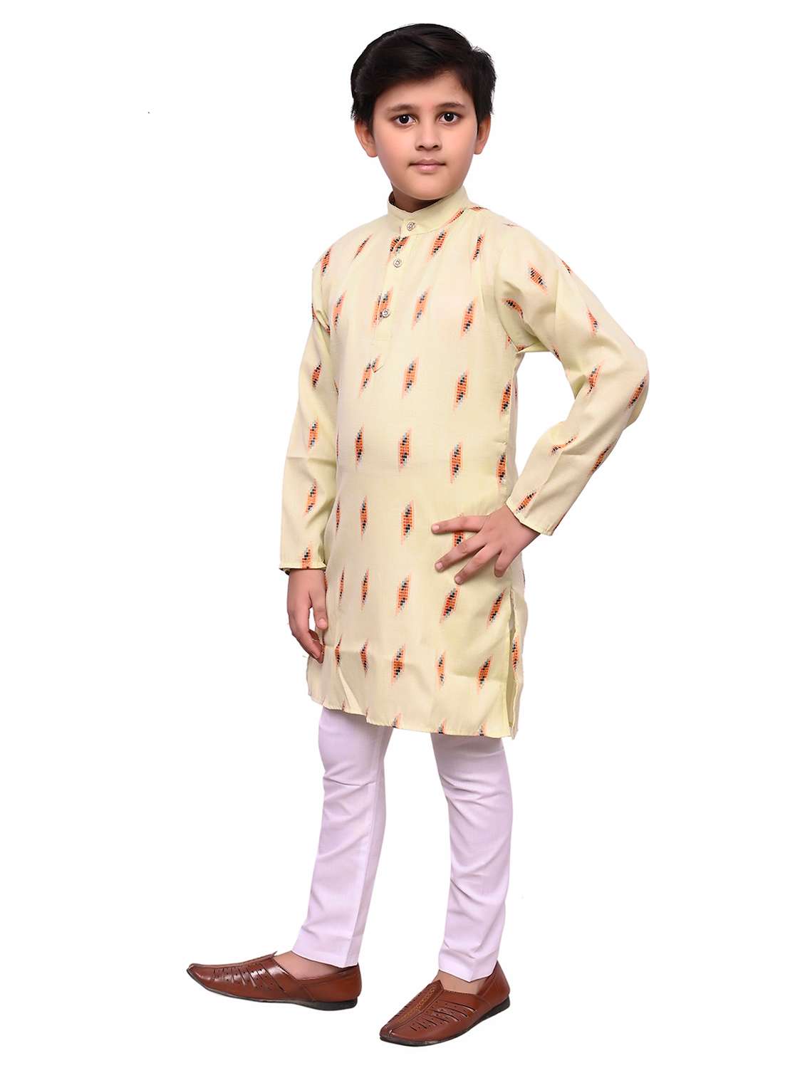 boys printed mandarin neck kurta set - 22593606 -  Standard Image - 1
