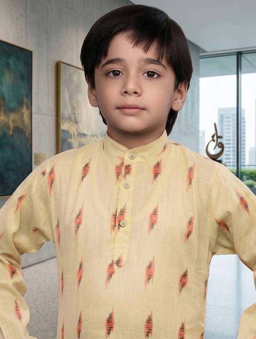 Boys Printed Mandarin Neck Kurta Set - 22593606 -  Standard Image - 1