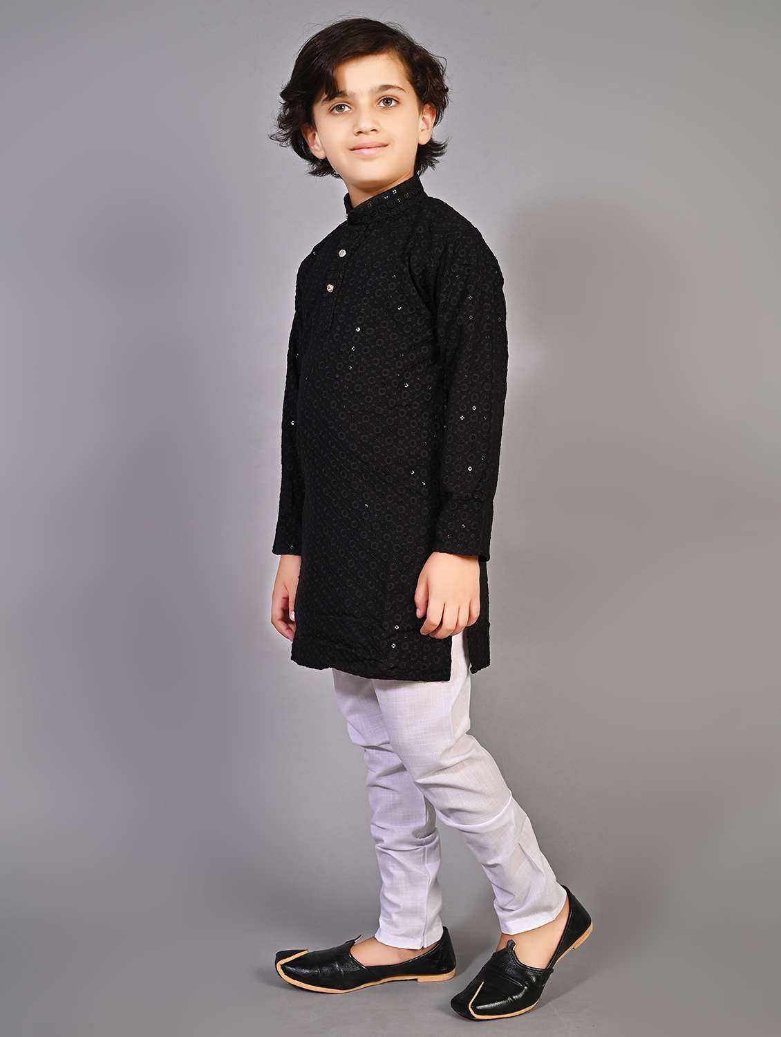 Boys Embroidered Mandarin Neck Kurta Set - 22593612 -  Standard Image - 1
