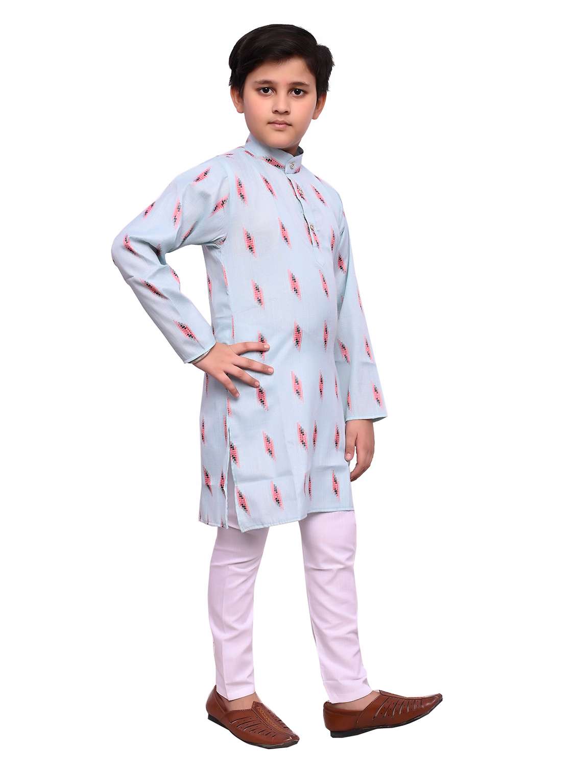 Boys Printed Mandarin Neck Kurta Set - 22593618 -  Standard Image - 1