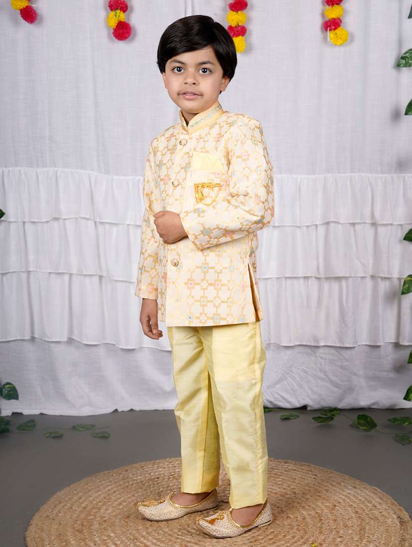 boys self design mandarin neck kurta set - 22593621 -  Standard Image - 1