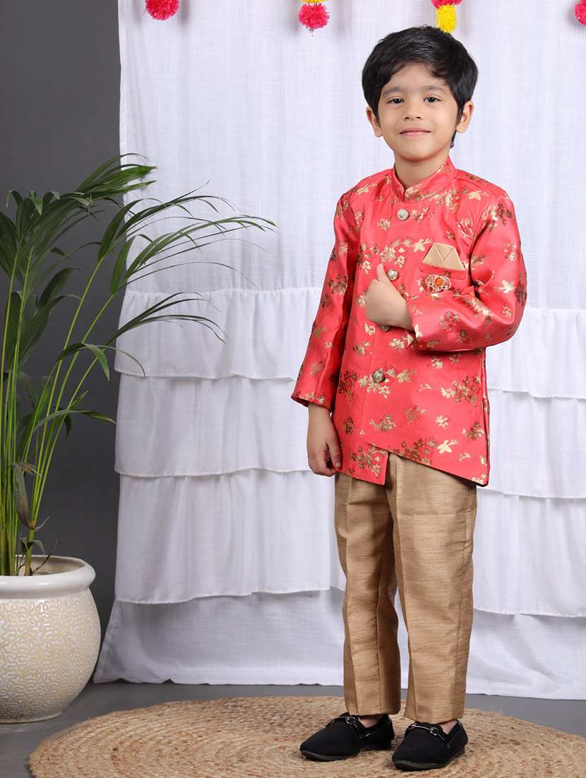 boys printed mandarin neck kurta set - 22593623 -  Standard Image - 1