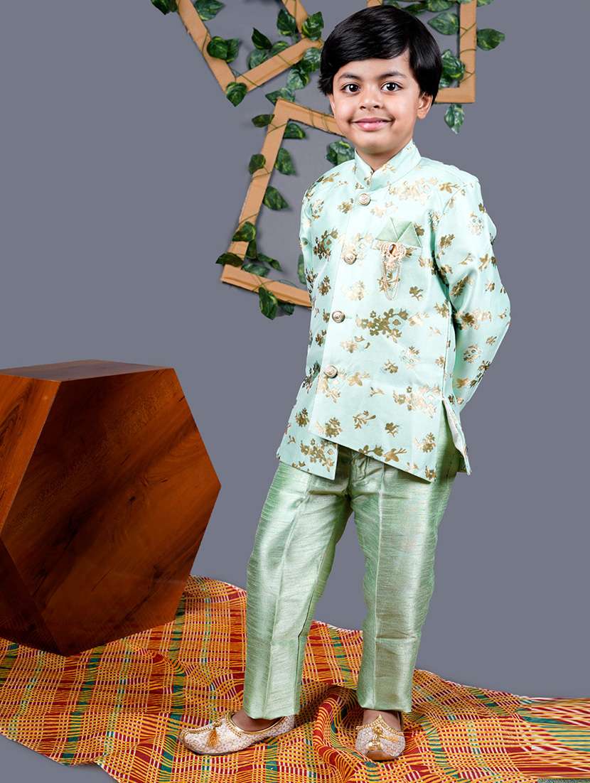 boys printed mandarin neck kurta set - 22593624 -  Standard Image - 1