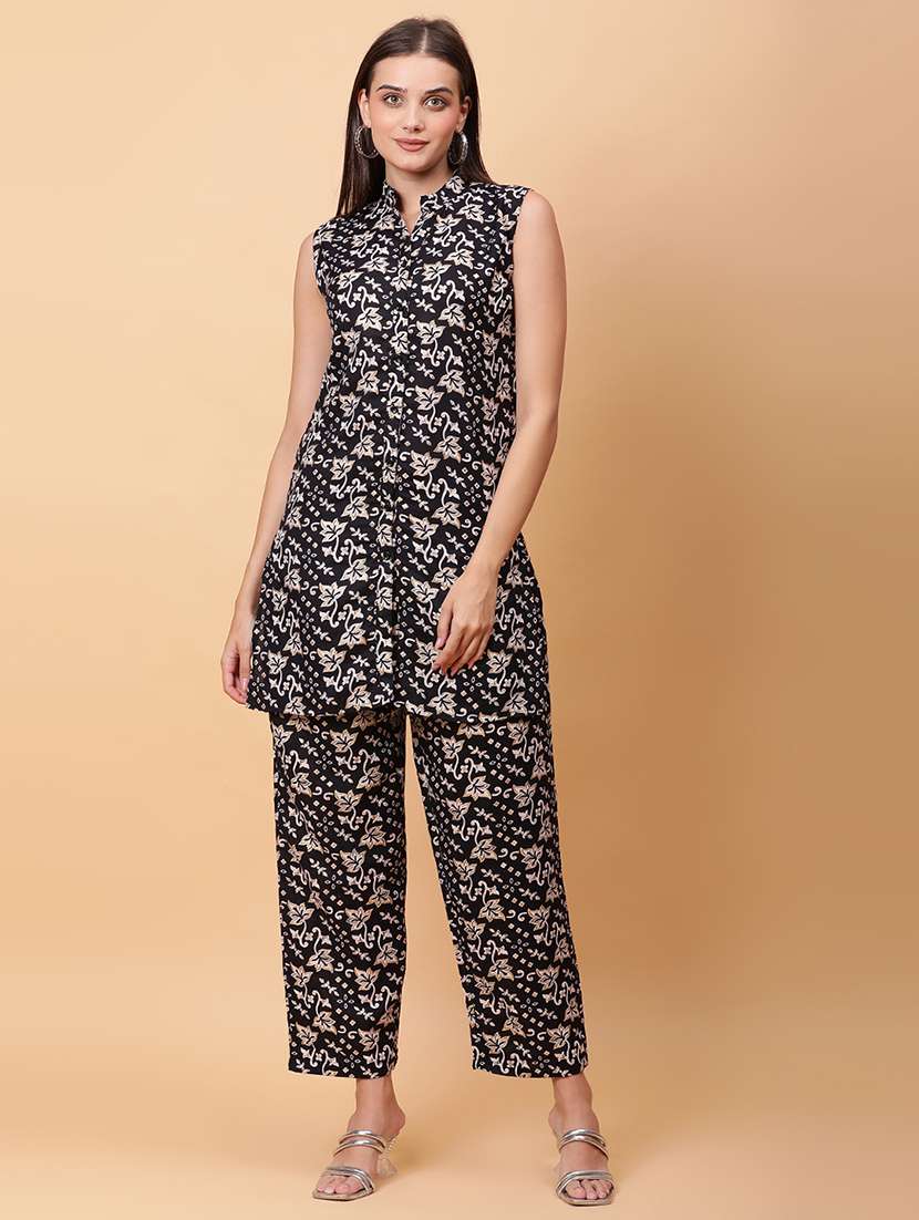women printed sleeveless ethnic co-ord set - 22593633 -  Standard Image - 1