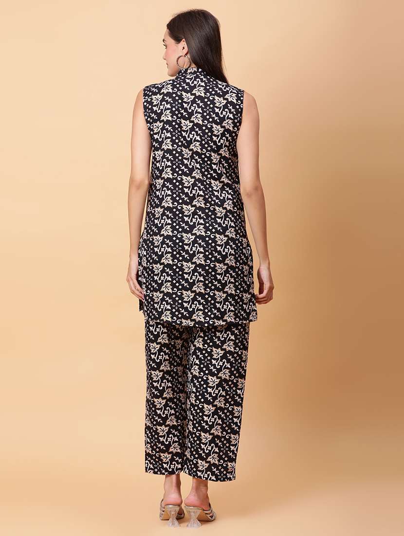women printed sleeveless ethnic co-ord set - 22593633 -  Standard Image - 4