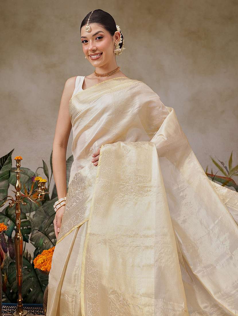 Women Solid With Bordered Kasavu Saree With Blouse - 22593805 -  Standard Image - 1