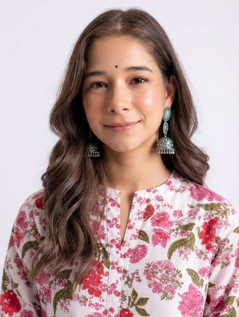women floral long sleeve kurta with farshi salwar set - 22593838 -  Standard Image - 1