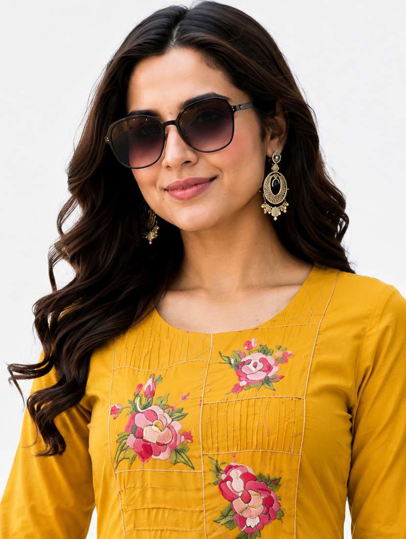 women embroidered three quarter sleeves kurta pant set with dupatta - 22593847 -  Standard Image - 1