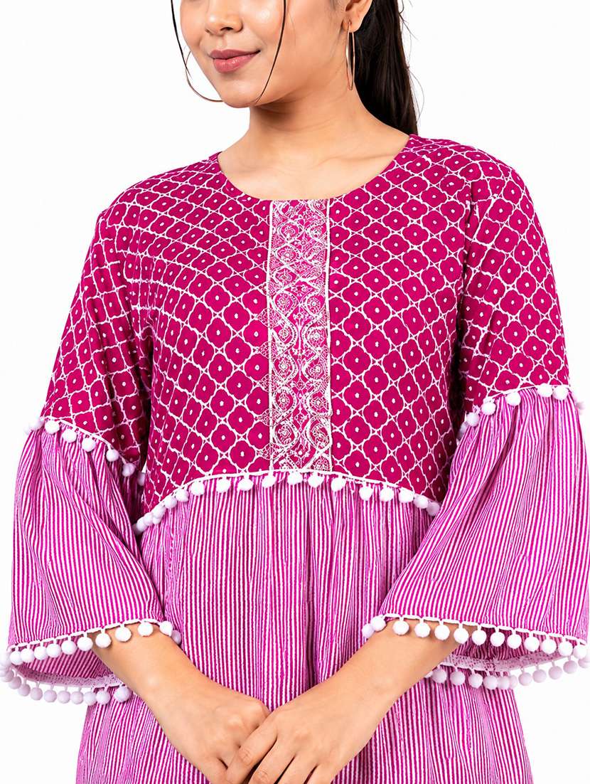 women printed bell sleeves ethnic co-ord set - 22593858 -  Standard Image - 1