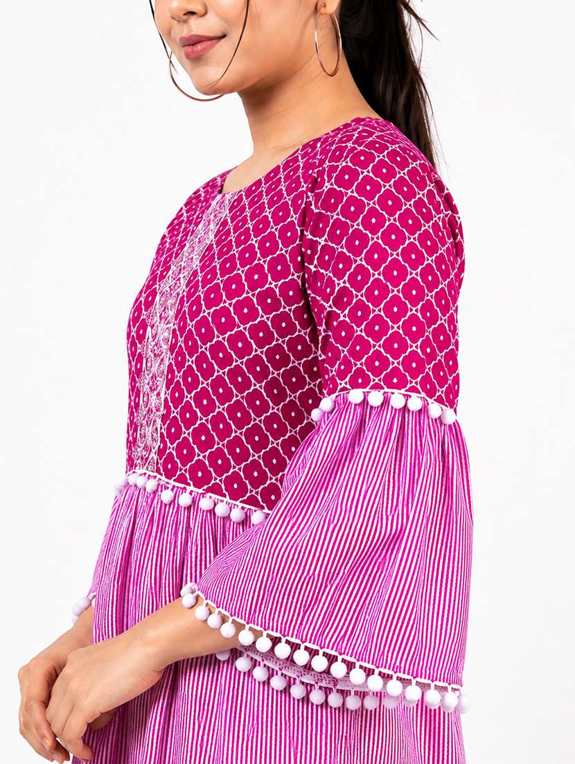 women printed bell sleeves ethnic co-ord set - 22593858 -  Standard Image - 4