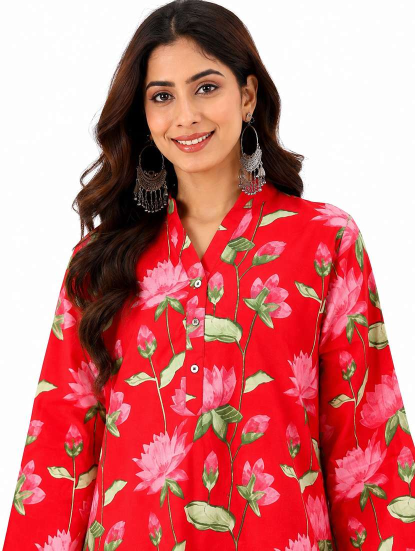 women printed long sleeves kurta palazzo set - 22593868 -  Standard Image - 1