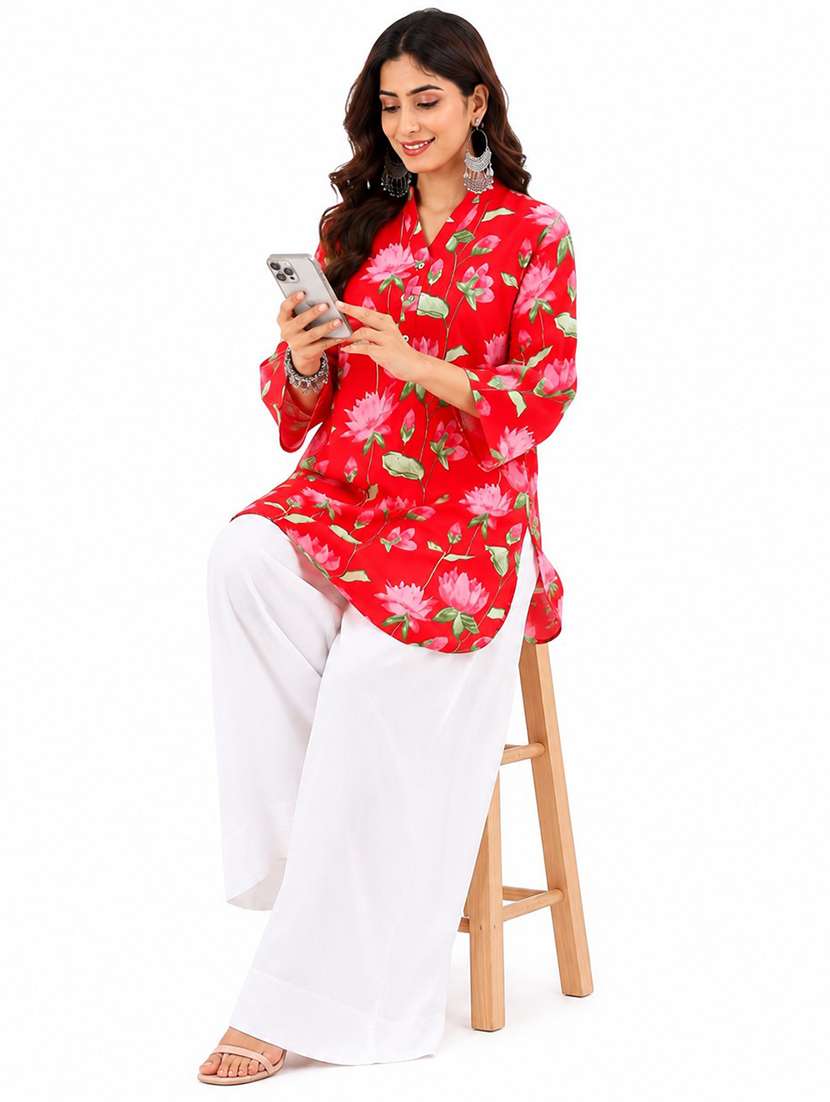 women printed long sleeves kurta palazzo set - 22593868 -  Standard Image - 4