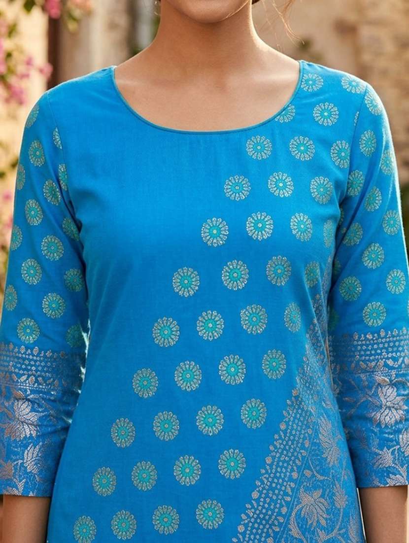 women printed three quarter sleeves straight kurta - 22594115 -  Standard Image - 1
