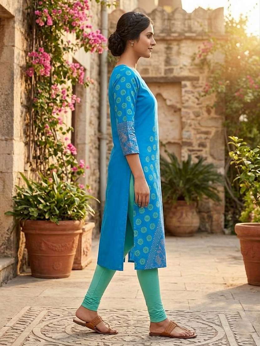 women printed three quarter sleeves straight kurta - 22594115 -  Standard Image - 4