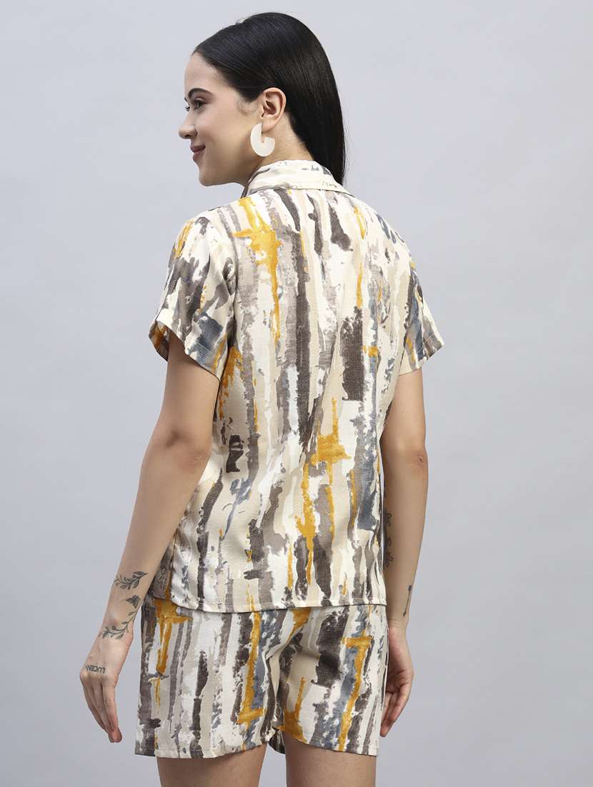 women printed short sleeves shirt and shorts set - 22594134 -  Standard Image - 4