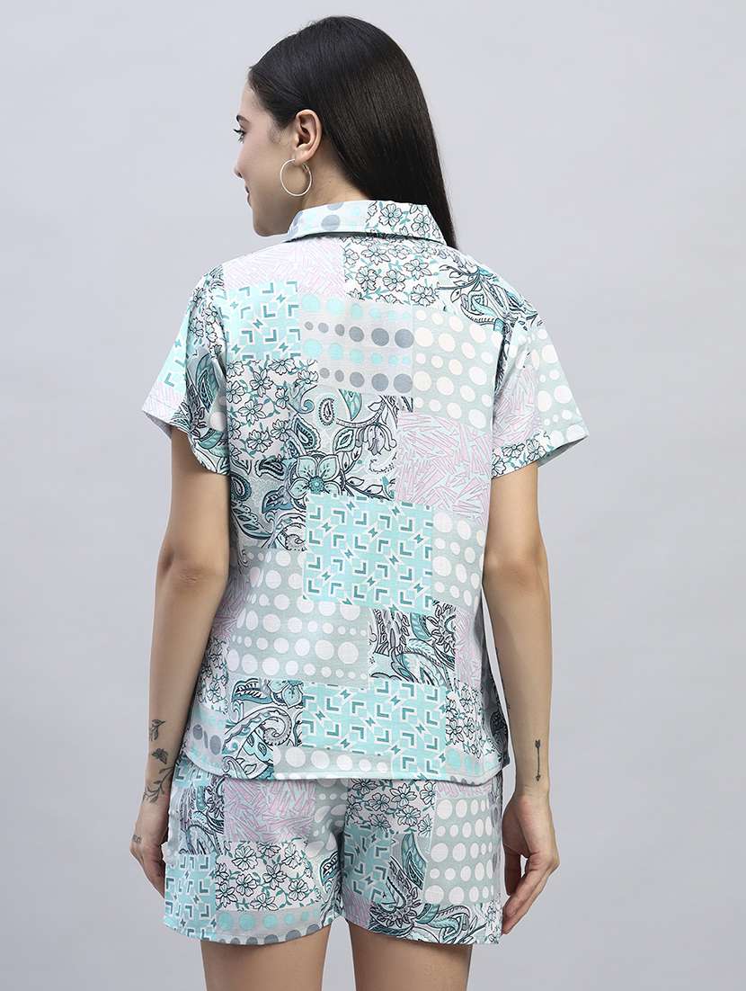women printed short sleeves shirt and shorts set - 22594135 -  Standard Image - 4