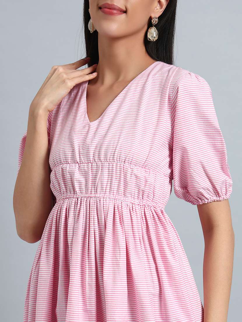 women printed puff sleeves fit and flare dress - 22594138 -  Standard Image - 1