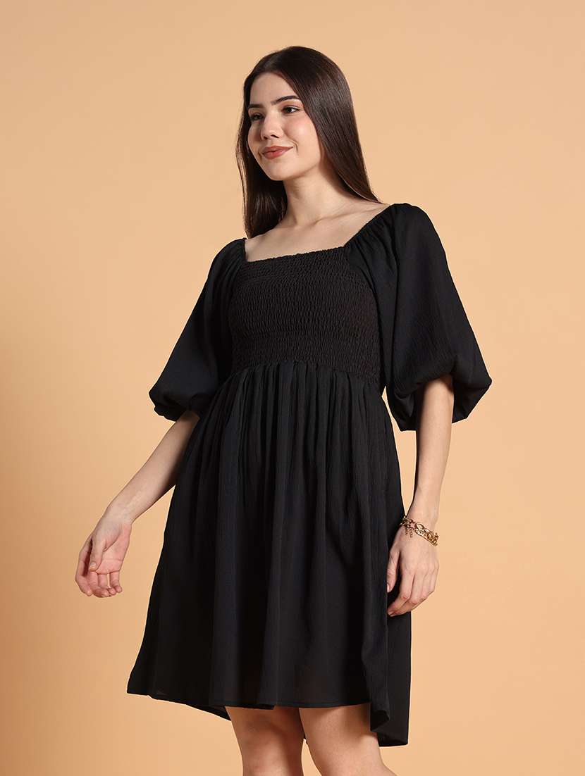 women solid short sleeves a-line dress - 22594144 -  Standard Image - 1