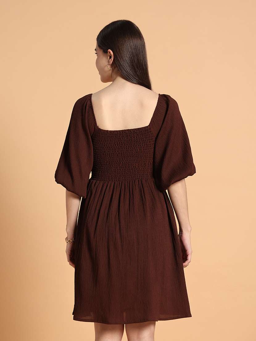 women solid short sleeves a-line dress - 22594145 -  Standard Image - 4