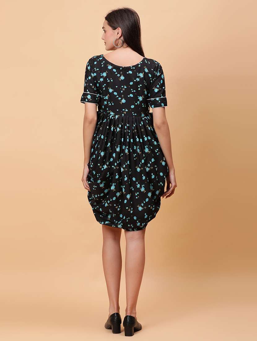 women printed short sleeves asymmetric dress - 22594150 -  Standard Image - 4