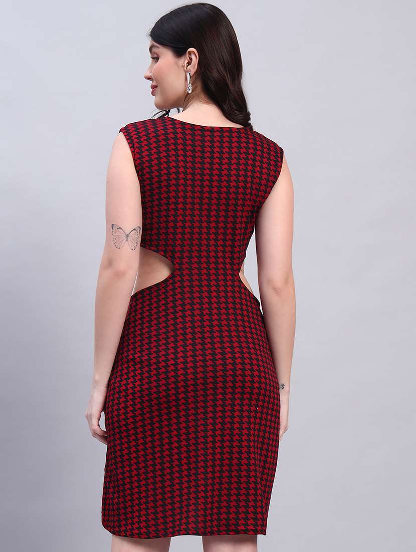 women printed cap sleeves sheath dress - 22594158 -  Standard Image - 4