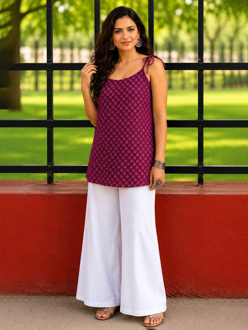Women Printed Shoulder Strap A-line Kurti - 22594190 -  Standard Image - 4