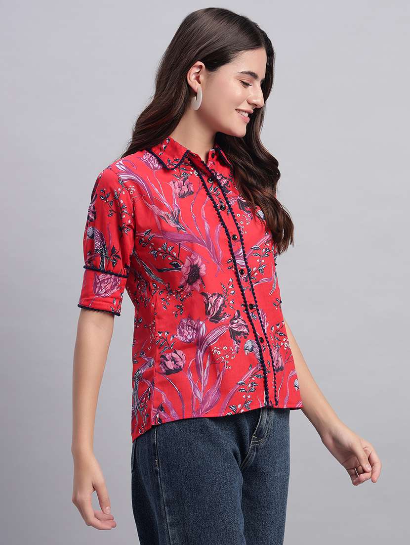 Women Printed Short Sleeves Short Style Top - 22594200 -  Standard Image - 1