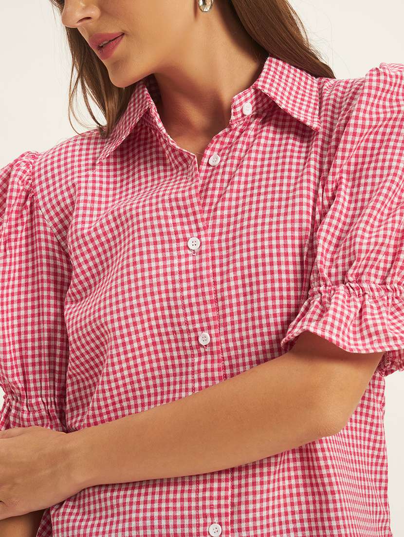 women printed puff sleeves regular fit shirt - 22594210 -  Standard Image - 1