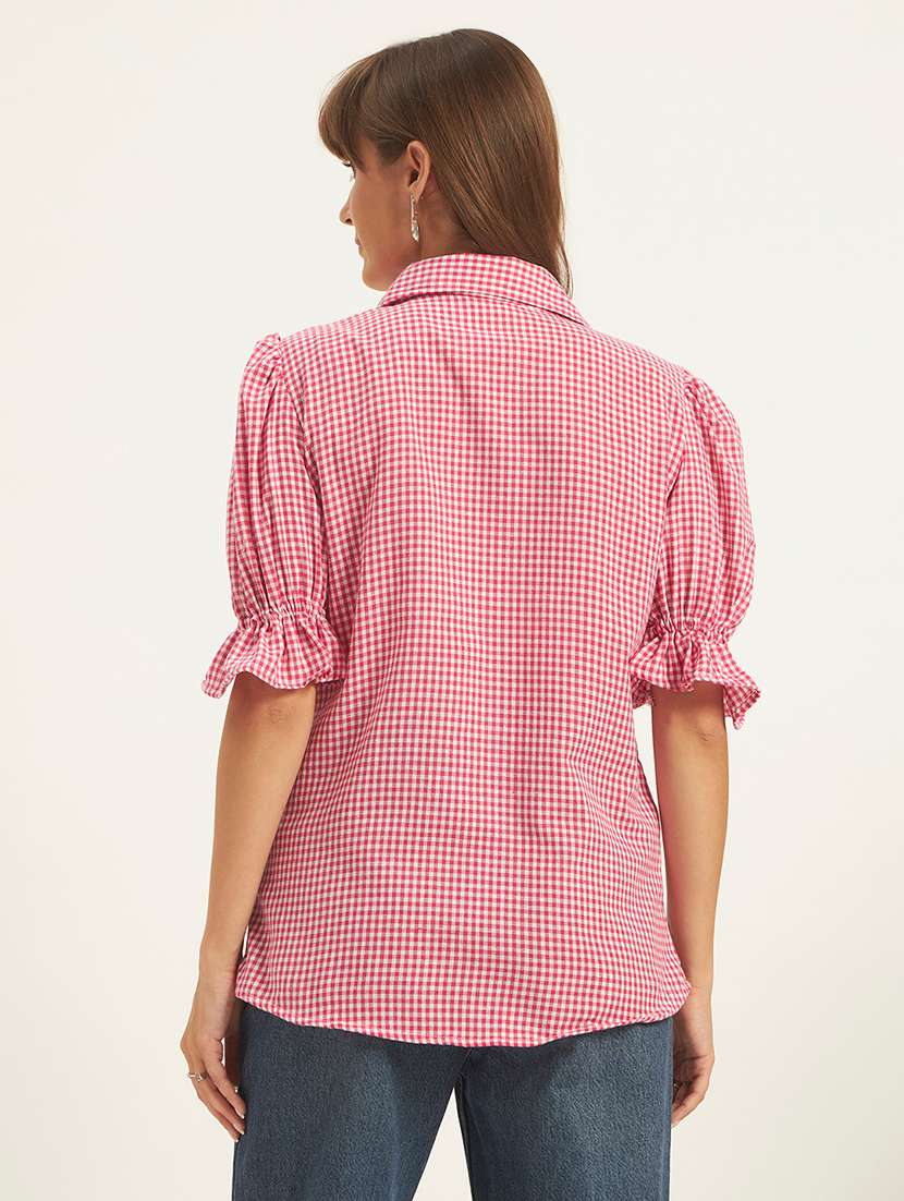 women printed puff sleeves regular fit shirt - 22594210 -  Standard Image - 4