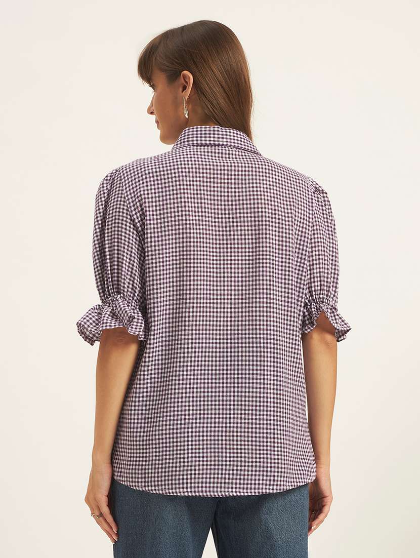 women printed puff sleeves regular fit shirt - 22594211 -  Standard Image - 4