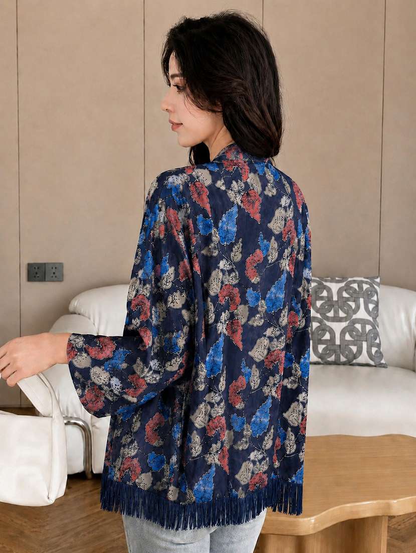 women printed three quarter sleeves regular shrug - 22594214 -  Standard Image - 4