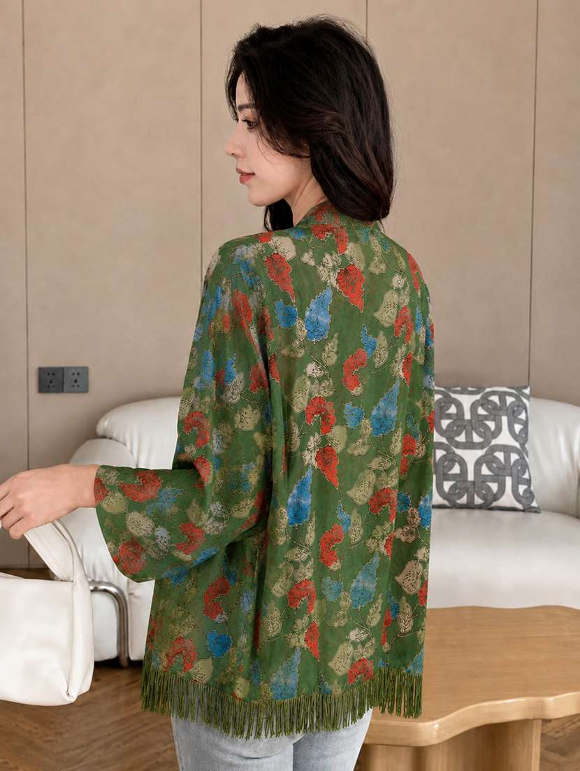 women printed three quarter sleeves regular shrug - 22594216 -  Standard Image - 4